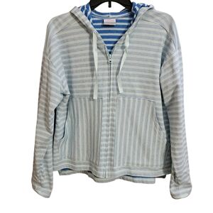 Columbia Light Blue and White Striped Hoodie